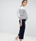 Asos Maternity Tailored Linen Culotte With Tie Waist - Navy