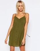 Asos Button Through Sundress - Khaki