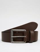 Asos Leather Belt With Roller Buckle - Brown