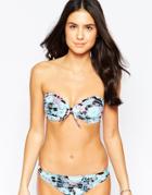 Sunseeker Floral Stripe Bandeau Bikini Top - Midnight