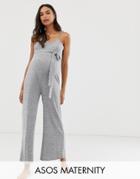 Asos Design Maternity Lounge Jumpsuit Cropped Wide Leg - Gray