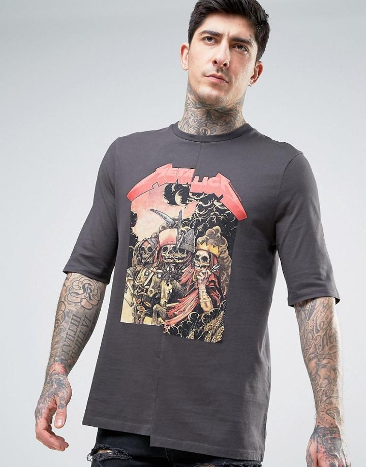 Asos Metallica Band T-shirt With Splice - Black