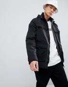 Asos Design Shower Resistant Parka With Mesh Pockets In Black - Black