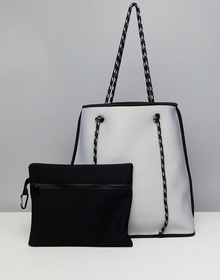 Asos Reversable Scuba Carryall With Removable Pouch - Yellow