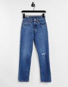 Levi's 501 High Rise Straight Leg Crop Jeans In Indigo-navy