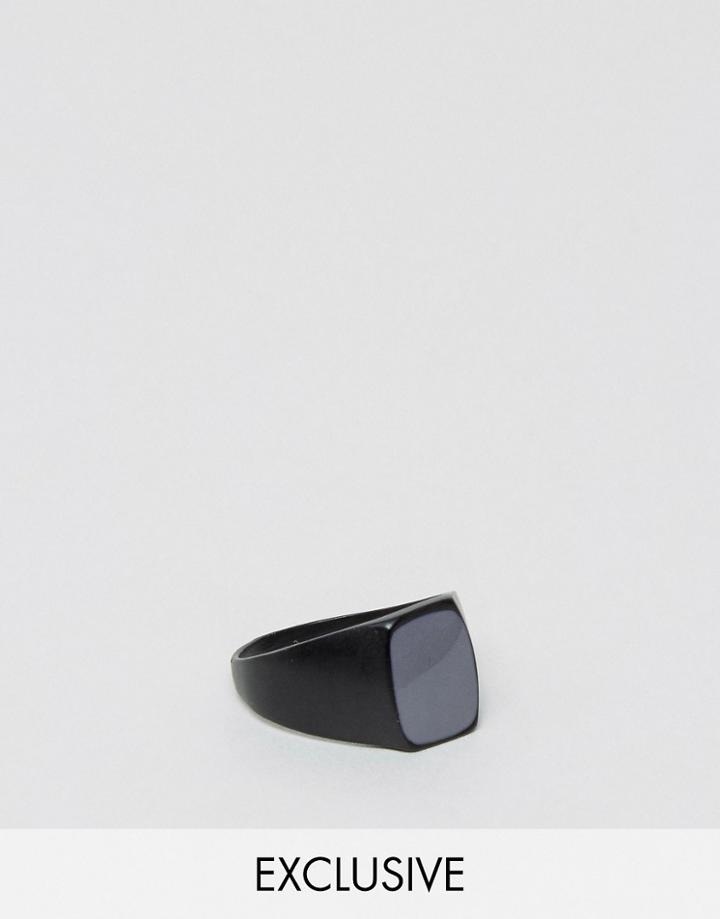 Designb London Black Faux Stone Ring In Black - Black