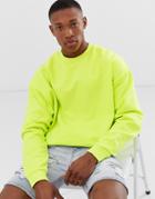 Asos Design Overized Sweatshirt In Pale Lime - Green