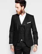 Heart & Dagger Suit Jacket With Multi Color Fleck In Skinny Fit - Black