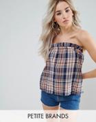Noisy May Petite Cami Strap Check Top - Multi