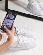 Adidas Originals Forum Low Sneakers In White With Pink Details
