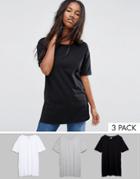Asos Ultimate Easy Boyfriend T-shirt 3 Pack - Multi