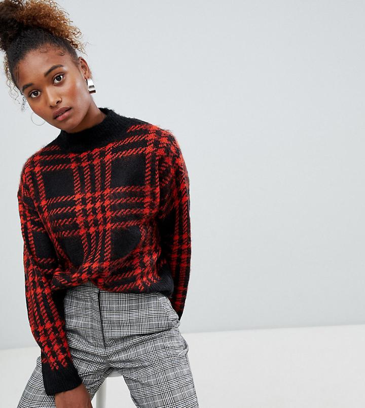 Bershka Check Print Knitted Sweater