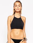 Asos Mix And Match Halter Crop Bikini Top - Black