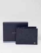 Tommy Hilfiger Debossed Logo Leather Wallet With Coin Pocket In Navy - Navy