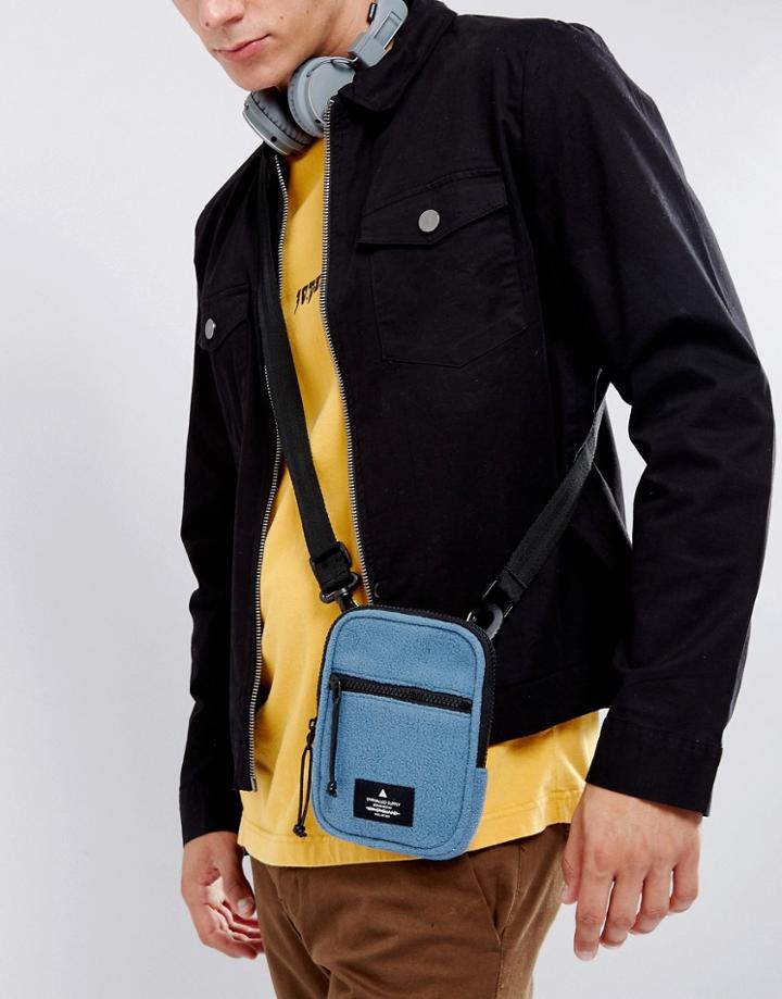 Asos Flight Bag In Blue Fleece - Blue