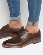 Asos Lace Up Derby Shoes In Brown Leather With Natural Sole - Brown