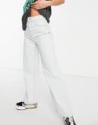 Asos Design Organic Cotton Blend High Rise 'relaxed' Dad Jeans In Antique White-blues