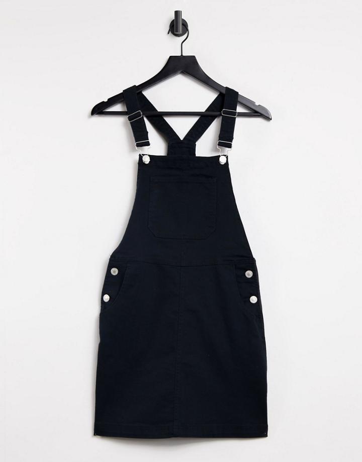 Brave Soul Pippa Denim Overalls Pinafore Dress-black