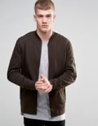 Asos Jersey Ma1 Bomber Jacket In Khaki - Green