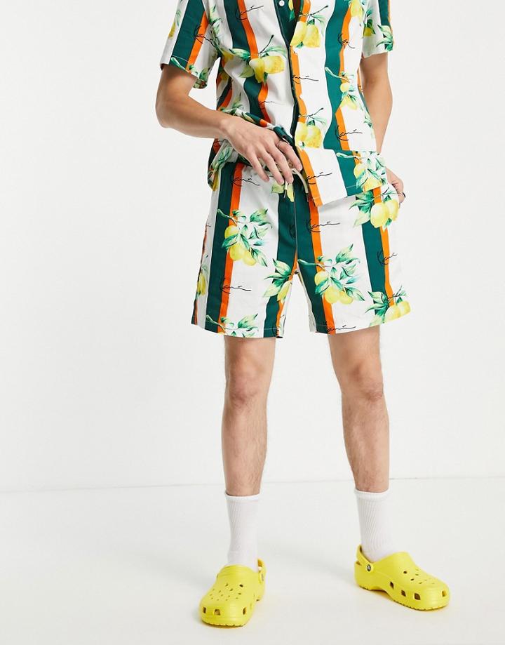 Karl Kani Small Signature Resort Shorts In White