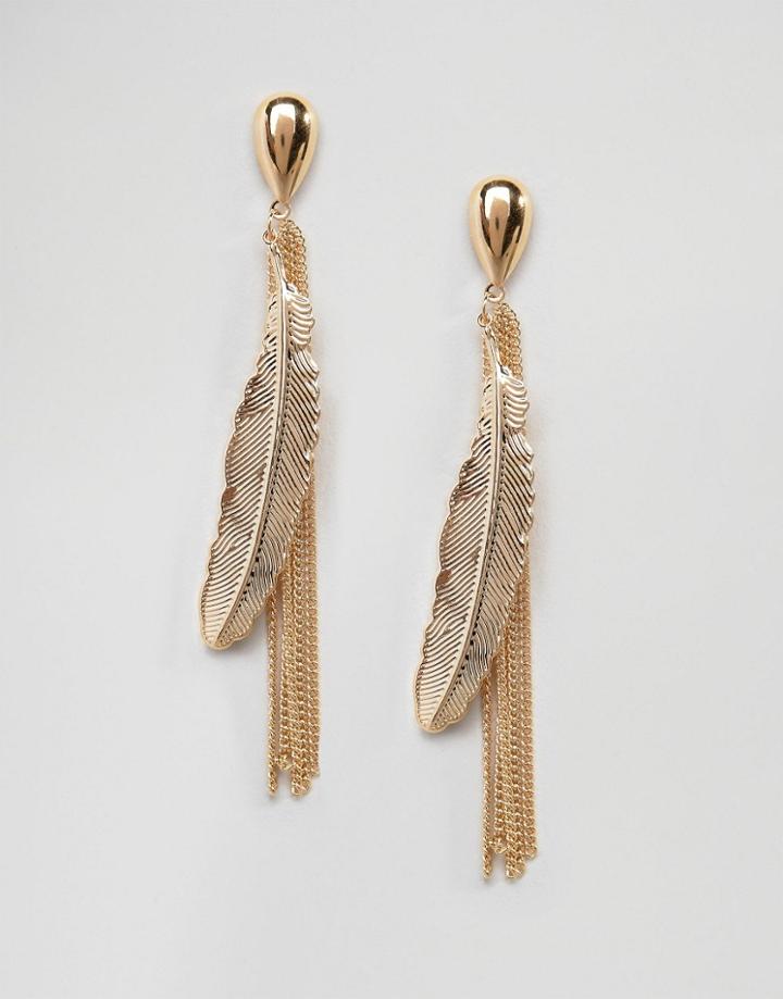 Ashiana Leaf And Tassel Drape Earrings - Gold