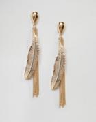 Ashiana Leaf And Tassel Drape Earrings - Gold