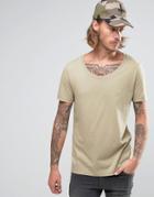 Asos T-shirt With Scoop Neck In Beige - Beige