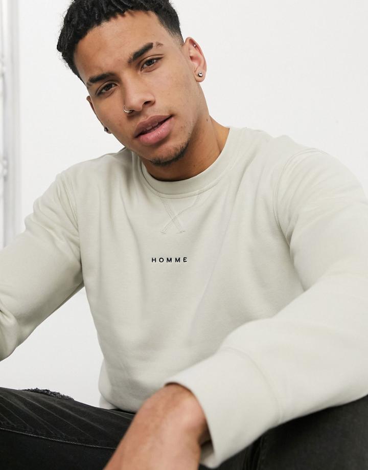 Selected Homme Sweatshirt With Homme Logo In Beige-neutral