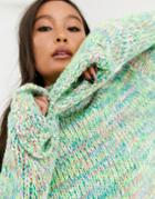 Asos Design Overszied Neon Space Dye Sweater With High Neck-multi
