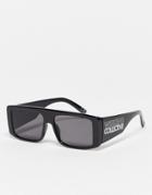 Asos Weekend Collective Visor Sunglasses With Wide Temple-black