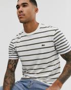 Lacoste T-shirt In White With Yellow Stripe