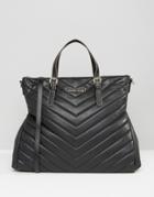 Armani Jeans Chevron Quilted Tote - Black