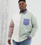 Asos Design Plus Exclusive Oversized 90's Style Cut & Sew Shirt-multi