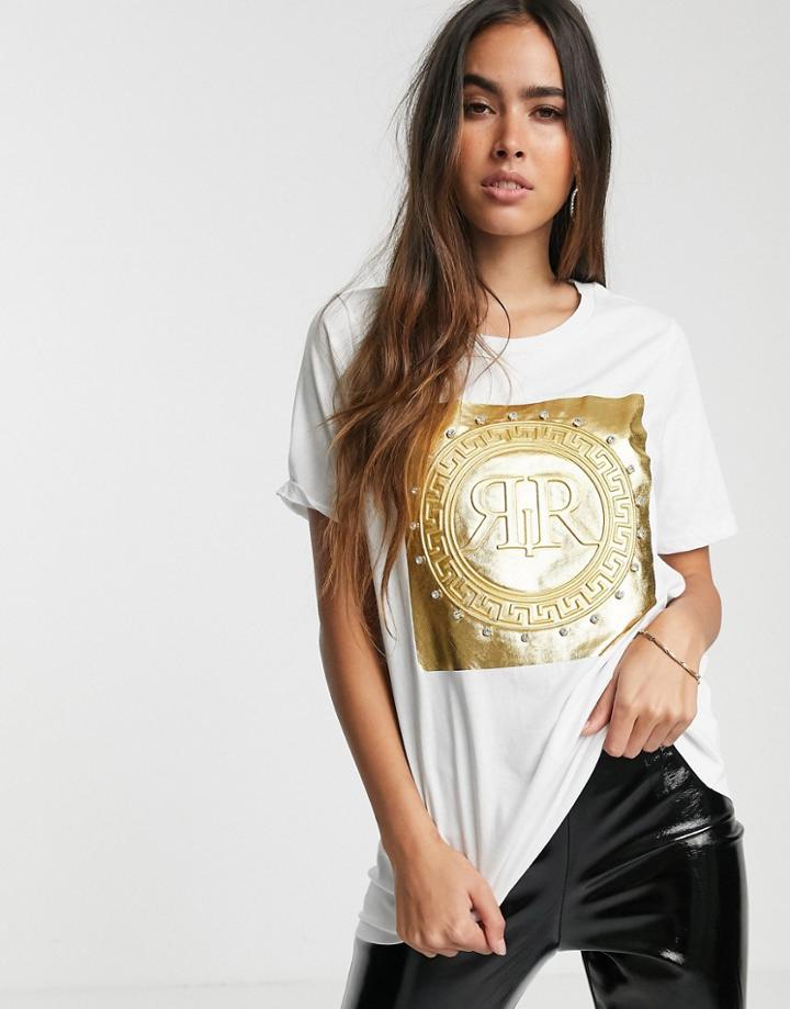 River Island T-shirt With Embossed Logo In White