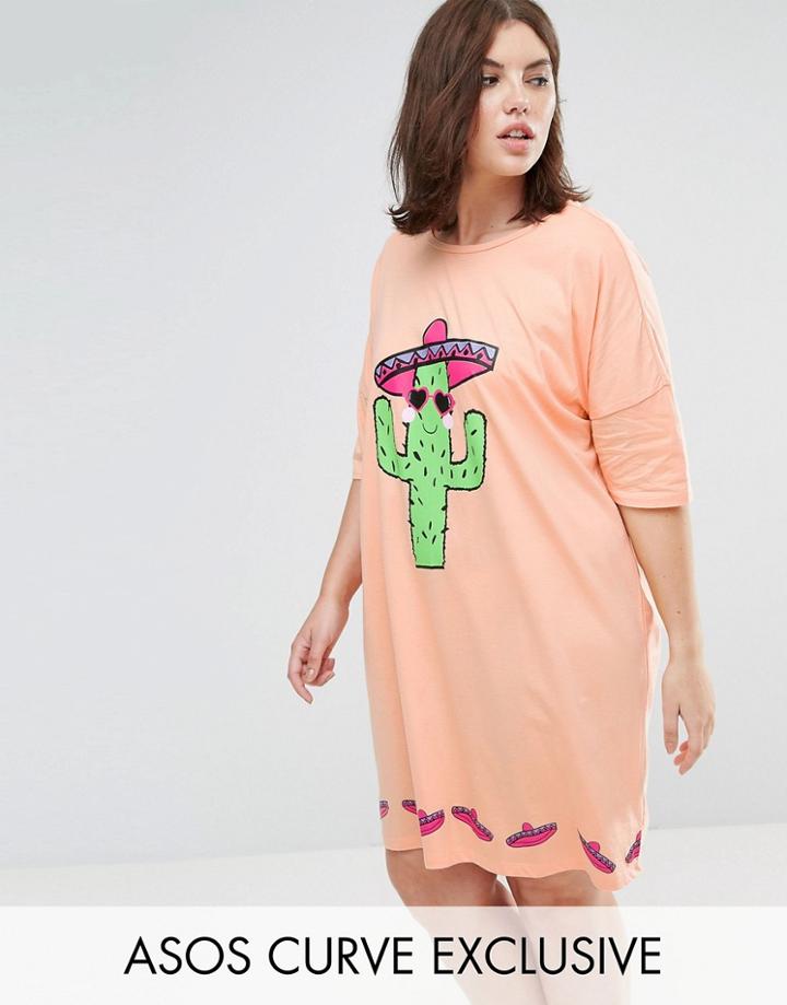 Asos Curve Sambrero Cactus Sleep Tee - Multi