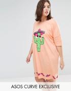 Asos Curve Sambrero Cactus Sleep Tee - Multi