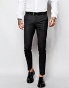 Heart & Dagger Suit Pants In Birdseye Fabric In Skinny Fit - Charcoal