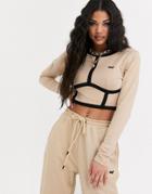 Criminal Damage Long Sleeve Crop Top With Contrast Panels Two-piece