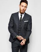 Heart & Dagger Check Suit Jacket In Skinny Fit - Gray