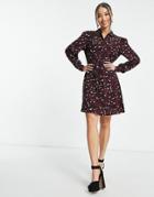 Nobody's Child Mini Flippy Shirt Dress In Maroon Leopard Print-multi