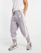 Asos Design Oversized Sweatpants In Gray Color Block With Rib Details-purple