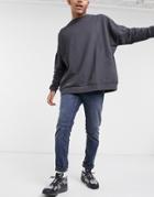 Asos Design Stretch Slim Jeans In Blue Back