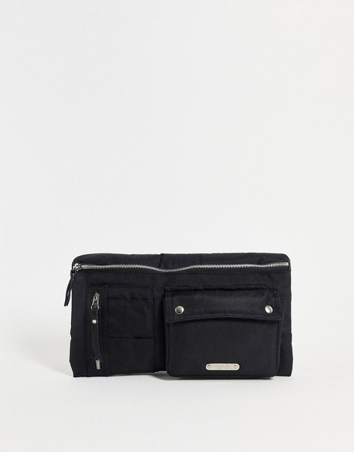 Bolongaro Trevor Canvas And Leather Trim Crossbody Bag In Black