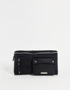 Bolongaro Trevor Canvas And Leather Trim Crossbody Bag In Black