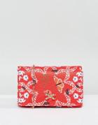 Ted Baker Bow Evening Bag In Garden Print - Red