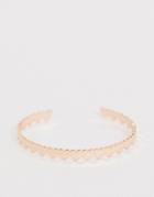 Asos Design Cuff Bracelet In Heart Design In Rose Gold Tone - Copper