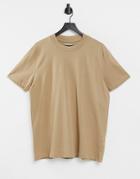 Selected Homme Relaxed T-shirt In Heavy Cotton Beige-neutral