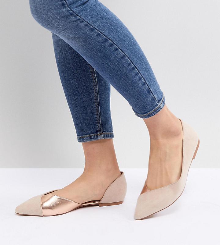 Asos Design Vixen Wide Fit D'orsay Point Ballet Flats