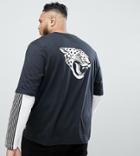 Majestic Plus Jacksonville Jaguars Oversized Layered Long Sleeve T-shirt In Black - Black