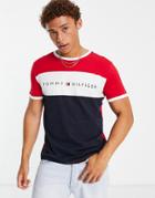 Tommy Hilfiger Loungewear Color Block T-shirt In Navy And Red